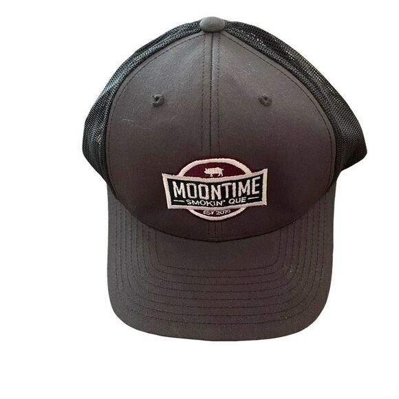 Moontime Smokin Que BBQ Hat Mens Souvenir Gray Mesh Back Snapback The Classics - Picture 1 of 6